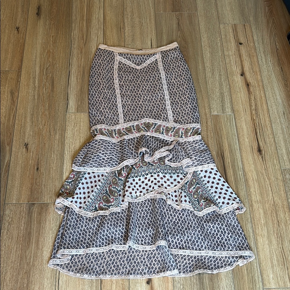 Free people maxi skirt size 0 western pattern